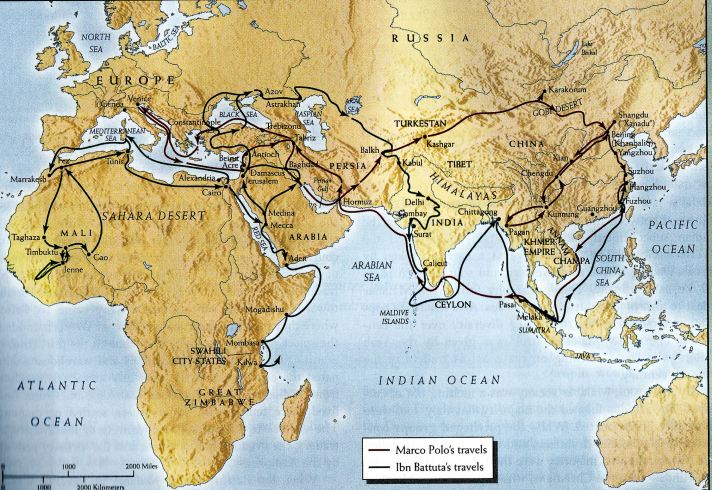 Perbandingan perjalanan Ibnu Battuta dan Marco Polo. (Source: Rubensheep.exposure.co)